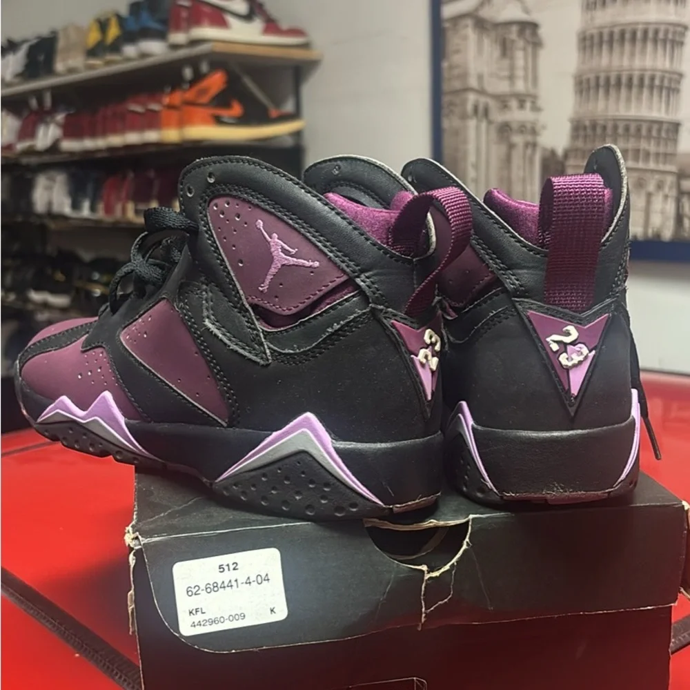 Jordan Retro 7 Black & Purple Girls Basketball Shoes